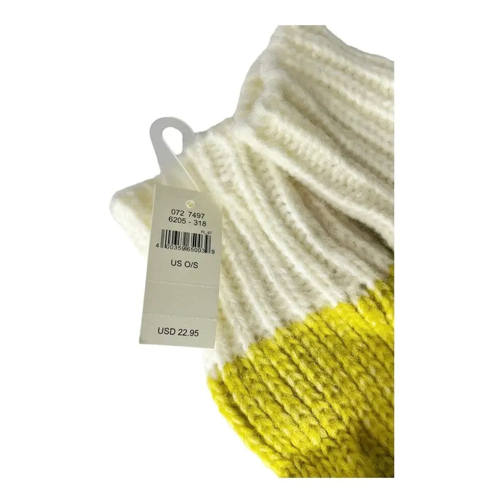 Aerie Gloves Mittens Convertible Flip Top Fingerless Green Cream Knit One Size